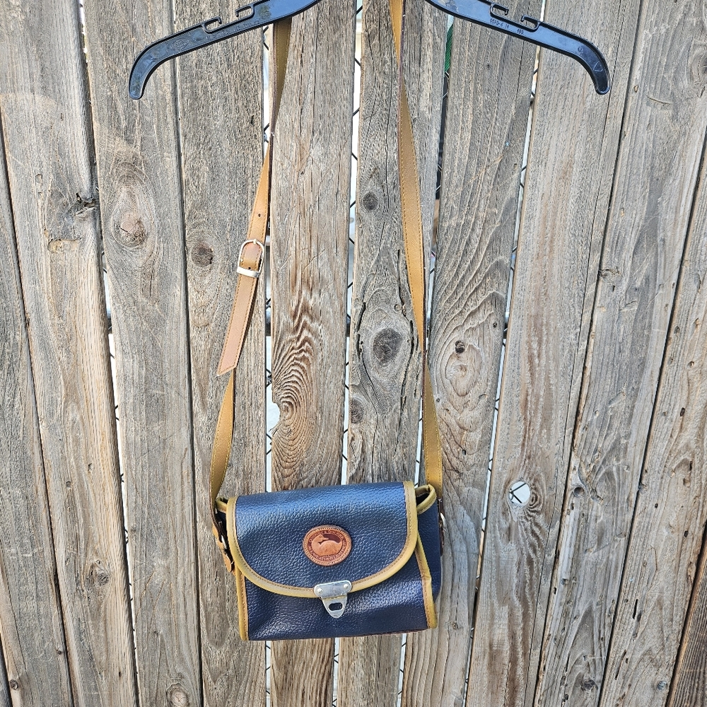 Dooney & Bourke Navy Leather Crossbody with Tan Trim - Picture 4 of 16